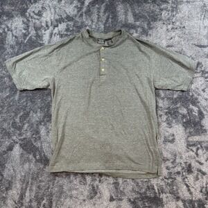 David Taylor Men's Short Sleeve Henley Shirt Gray Size Large